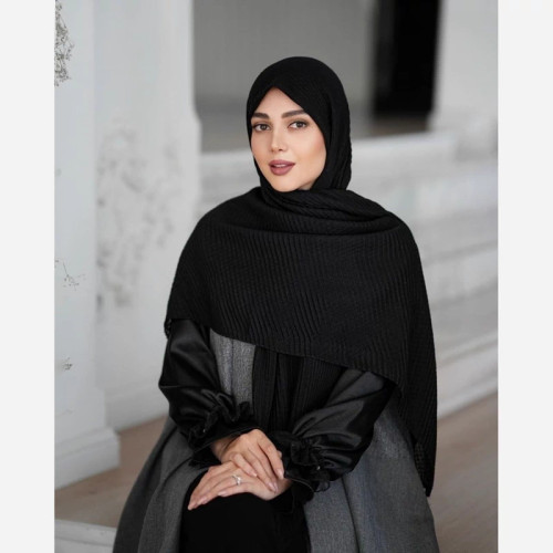 روسری نخی پلیسه مربعی بدون شاین