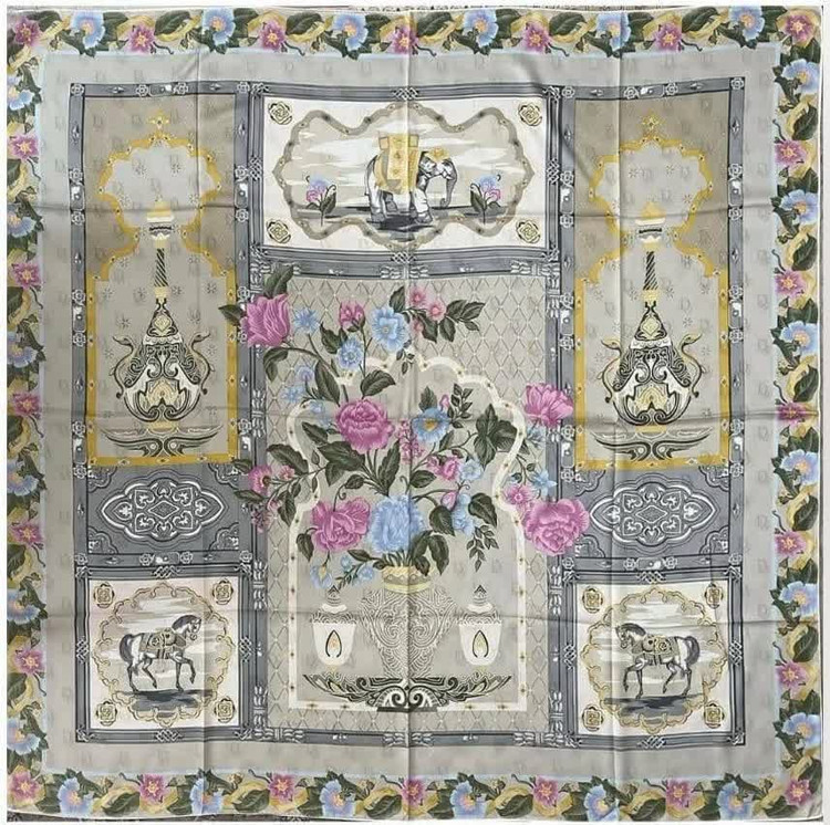روسری ابریشم ژاکارد وارداتی طرح هرمس سلطنتی
