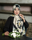 روسری ابریشم ژاکارد وارداتی طرح هرمس سلطنتی