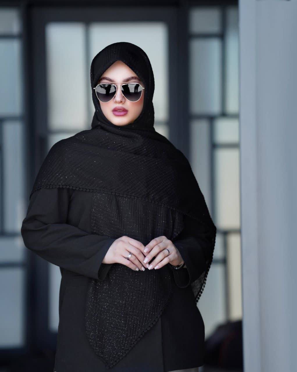 روسری نخ پلیسه دور عدسی اکلیلی مشکی