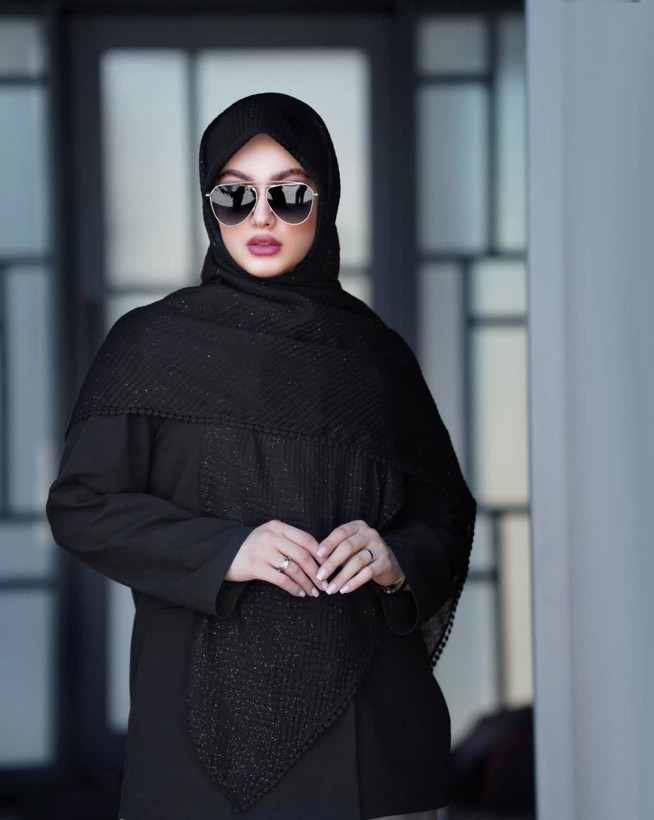 روسری نخ پلیسه دور عدسی اکلیلی مشکی