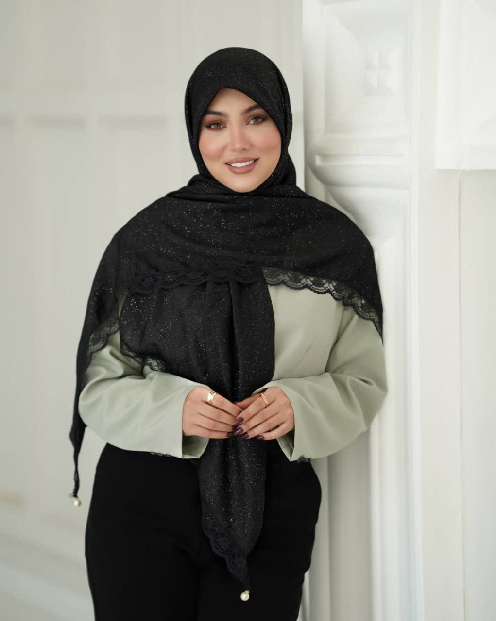 روسری نخی وال کریشه اکلیلی دورگیپور (با آویز مروارید )