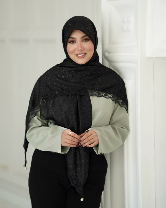 روسری نخی وال کریشه اکلیلی دورگیپور (با آویز مروارید )