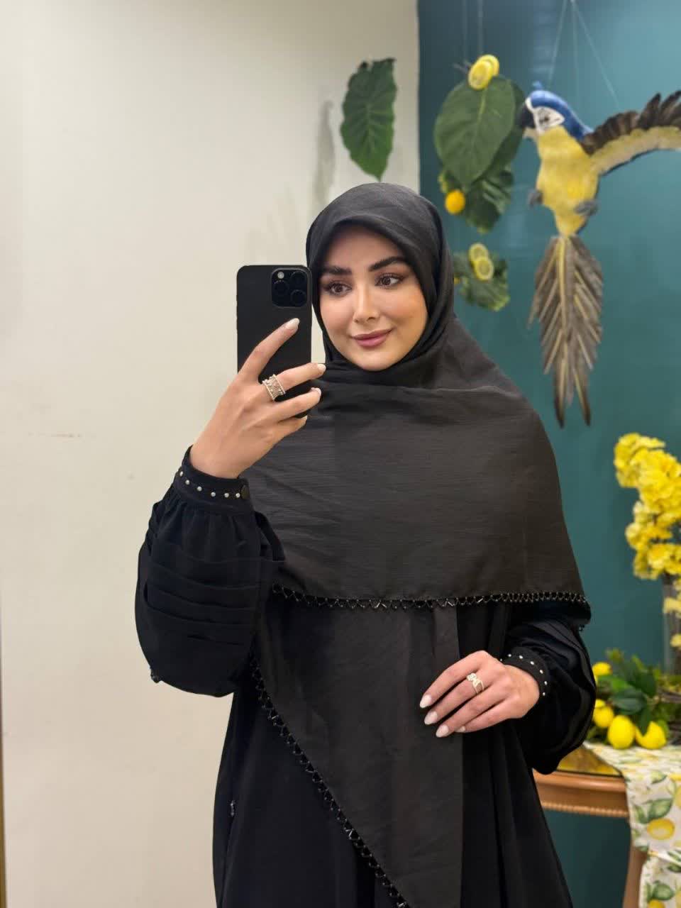 روسری نخ کریستال حاشیه جواهر دوزی